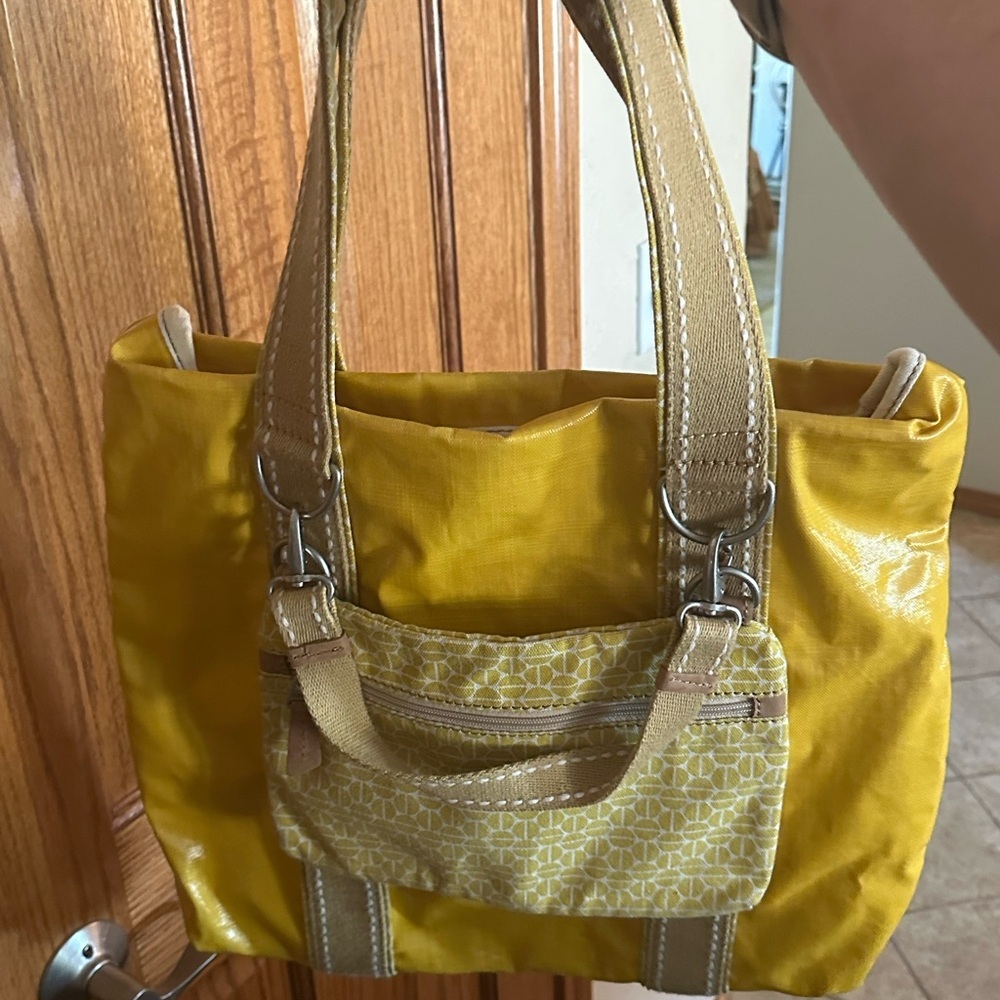 Fossil Yellow Canvas Tote With Detachable Small B… - image 6